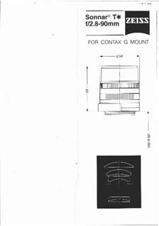 Contax 90/2.8 manual. Camera Instructions.